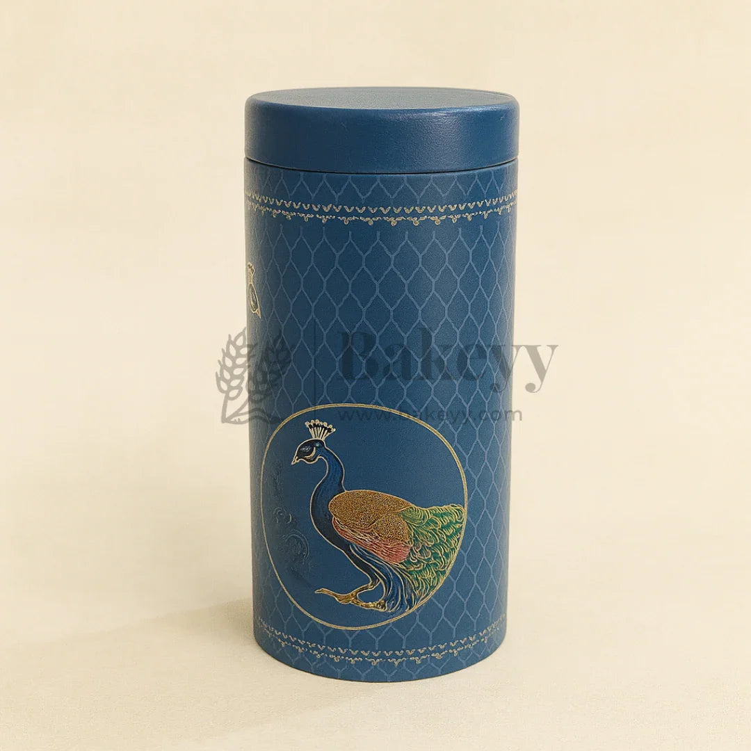 6x14 cm | Royal Blue Peacock Design Premium Storage Tin | Pack of 1 - Bakeyy.com - India - 6x14 cm | Royal Blue Peacock Design Premium Storage Tin | Pack of 1 - Default Title