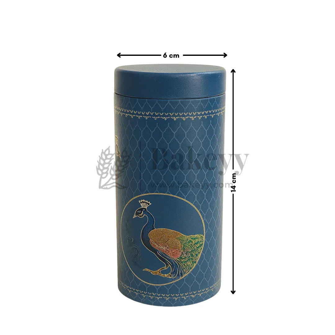 6x14 cm | Royal Blue Peacock Design Premium Storage Tin | Pack of 1 - Bakeyy.com - India - 6x14 cm | Royal Blue Peacock Design Premium Storage Tin | Pack of 1 - Default Title