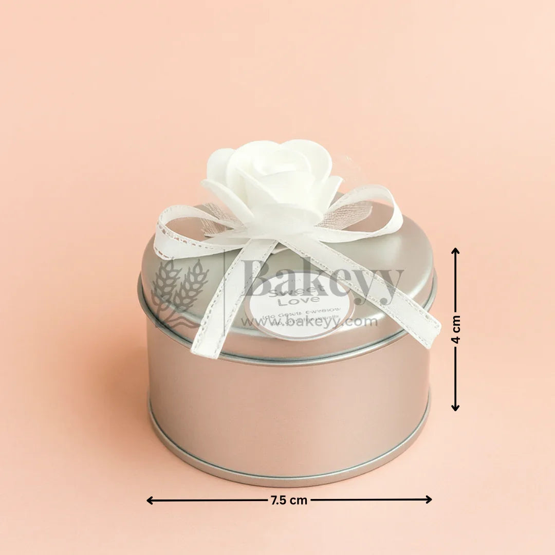 Silver Round Empty Decorative Tin Box | Gift Box | Jewellery Box | Luxury Box | Pack of 12 - Bakeyy.com - India - Silver Round Empty Decorative Tin Box | Gift Box | Jewellery Box | Luxury Box | Pack of 12 - Default Title