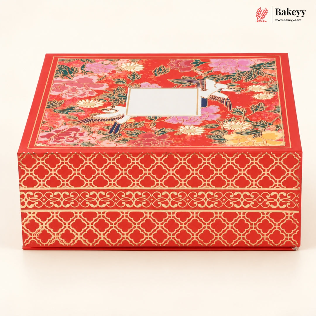 Traditional Printed Hamper Box with 4 Glass Jars | Magnetic Closure | 3 Designs | Pack of 1