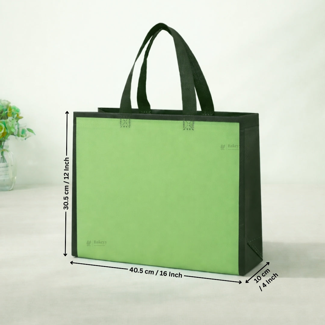 Premium Laminated Carry Bag with Contrast Border Panels | White & Green Variants | 3 Size Options | Pack of 50