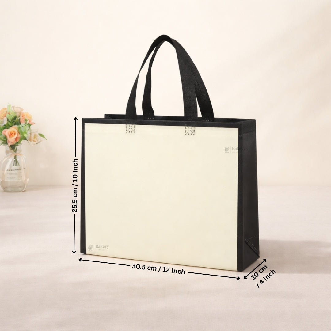 Premium Laminated Carry Bag with Contrast Border Panels | White & Green Variants | 3 Size Options | Pack of 50