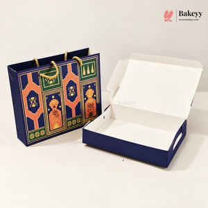 Traditional Arch & Floral Printed Chocolate Sweet Box with Matching Handle Paper Bag | With & Without Cavity | Pack of 10