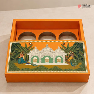 Traditional Printed Gift Hamper Boxes with Transparent Handle | With and Without Jar Options | 2 Designs | Pack of 1