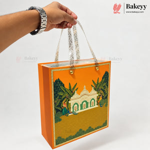 Traditional Printed Gift Hamper Boxes with Transparent Handle | With and Without Jar Options | 2 Designs | Pack of 1