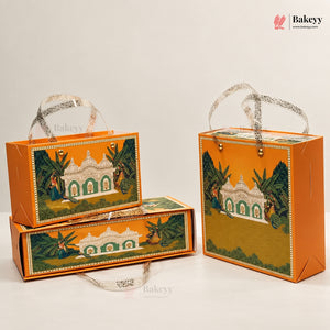 Traditional Printed Gift Hamper Boxes with Transparent Handle | With and Without Jar Options | 2 Designs | Pack of 1