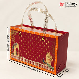 Traditional Printed Gift Hamper Boxes with Transparent Handle | With and Without Jar Options | 2 Designs | Pack of 1