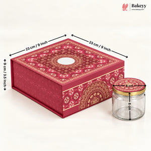 4 Jar | Traditional Printed Hamper Box with Magnetic Closure | 3 Designs | Pack of 1