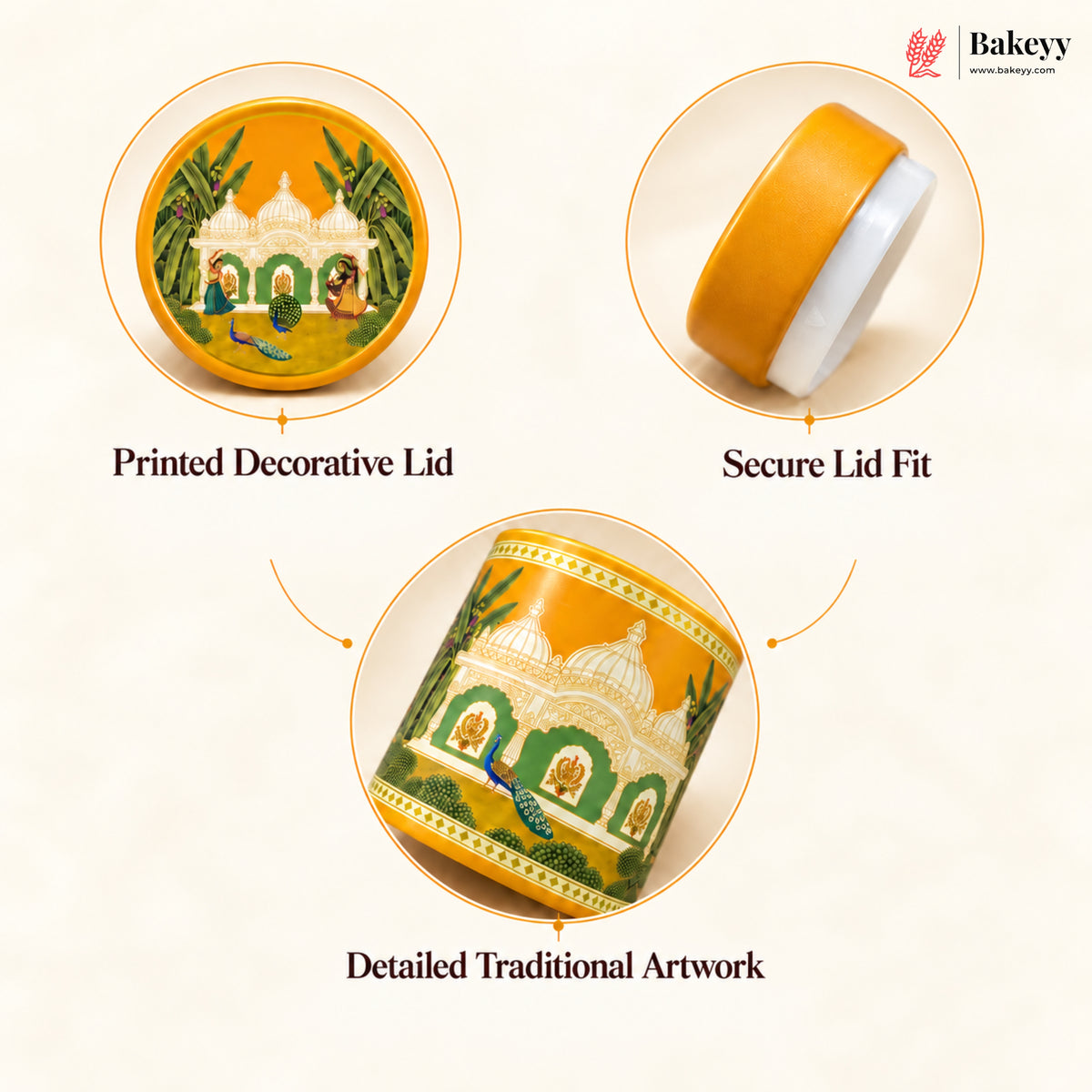Traditional Printed Round Tin Jars | 2 Designs | Pack of 4