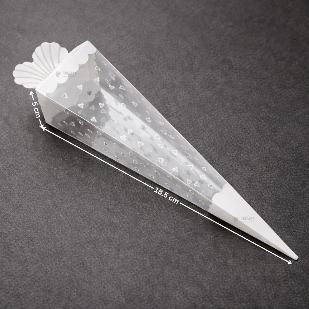 Transparent Cone Shape PVC Dry Fruit & Snack Packing Pouches | Decorative Goodie & Gift Packaging | Pack of 10