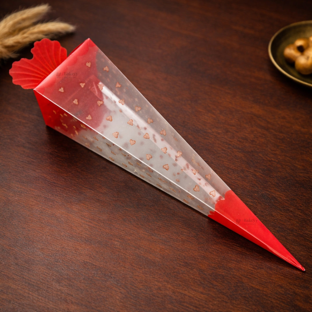 Transparent Cone Shape PVC Dry Fruit & Snack Packing Pouches | Decorative Goodie & Gift Packaging | Pack of 10