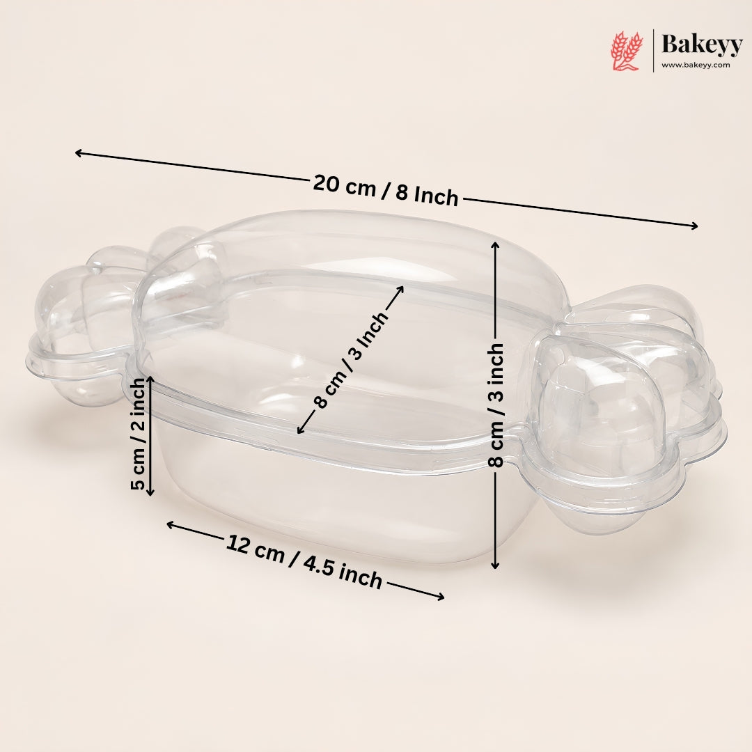 Transparent Plastic Candy Shape Container with Lid | Pack of 25