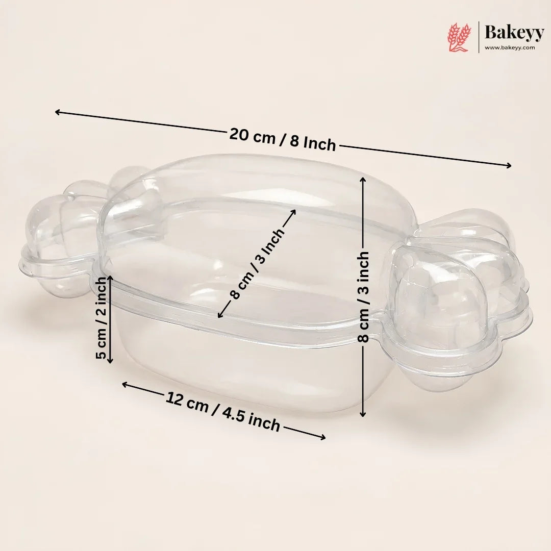 Transparent Plastic Candy Shape Container with Lid | Pack of 25