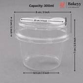 Transparent Plastic Serving & Storage Container with Spoon | Multiple Capacities | Pack of 50