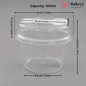 Transparent Plastic Serving & Storage Container with Spoon | Multiple Capacities | Pack of 50