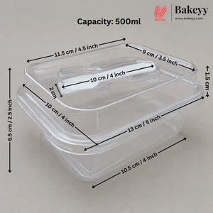 Transparent Plastic Serving & Storage Container with Spoon | Multiple Capacities | Pack of 50