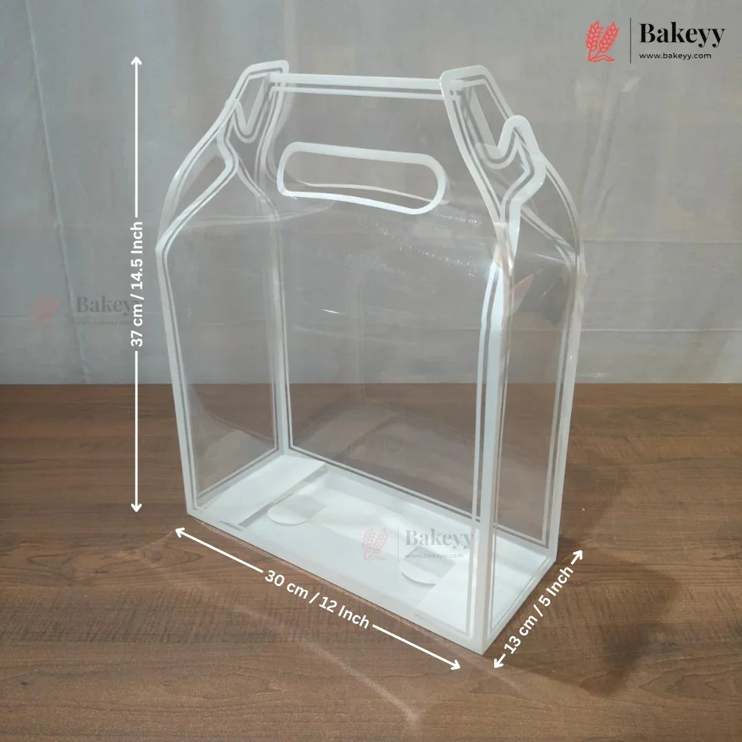 Transparent PVC Carry Bag with Handle | Black & White Border | 2 Sizes Available | Pack of 12
