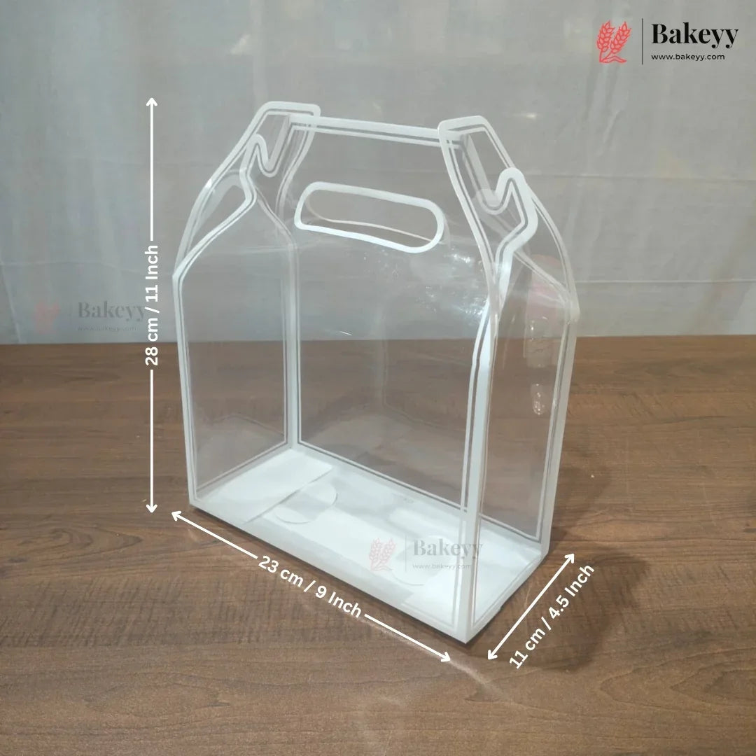 Transparent PVC Carry Bag with Handle | Black & White Border | 2 Sizes Available | Pack of 12