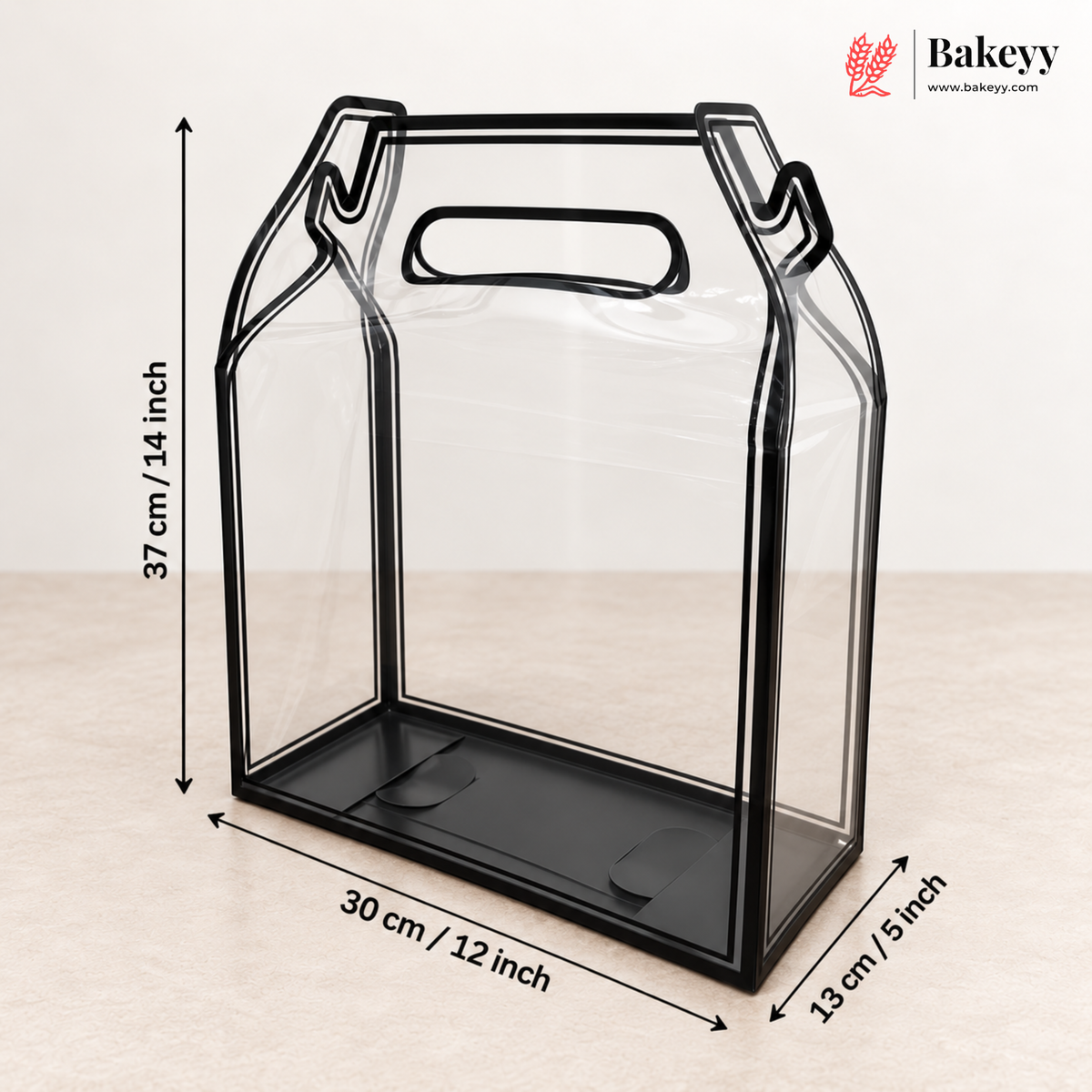 Transparent PVC Carry Bag with Handle | Black & White Border | 2 Sizes Available | Pack of 12