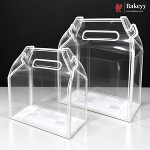 Transparent PVC Carry Bag with Handle | Black & White Border | 2 Sizes Available | Pack of 12
