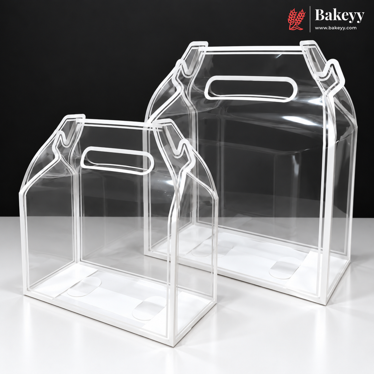 Transparent PVC Carry Bag with Handle | Black & White Border | 2 Sizes Available | Pack of 12