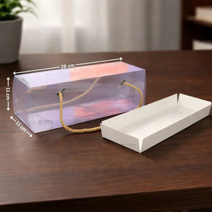 Transparent PVC Window Gift Box with Rope Handle | Premium Display Packaging for Hampers & Chocolates | 2 Size Options | Pack of 10 - Bakeyy.com - India - Transparent PVC Window Gift Box with Rope Handle | Premium Display Packaging for Hampers & Chocolates | 2 Size Options | Pack of 10 - Medium 1000.00