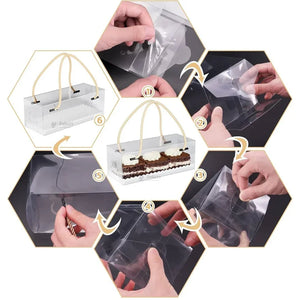 Transparent PVC Window Gift Box with Rope Handle | Premium Display Packaging for Hampers & Chocolates | 2 Size Options | Pack of 10 - Bakeyy.com - India - Transparent PVC Window Gift Box with Rope Handle | Premium Display Packaging for Hampers & Chocolates | 2 Size Options | Pack of 10 - Small 600.00