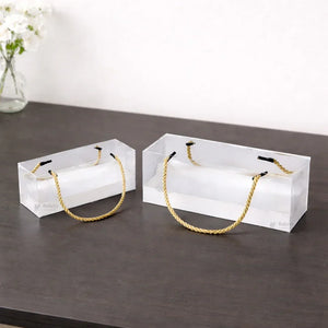 Transparent PVC Window Gift Box with Rope Handle | Premium Display Packaging for Hampers & Chocolates | 2 Size Options | Pack of 10 - Bakeyy.com - India - Transparent PVC Window Gift Box with Rope Handle | Premium Display Packaging for Hampers & Chocolates | 2 Size Options | Pack of 10 - Small 600.00