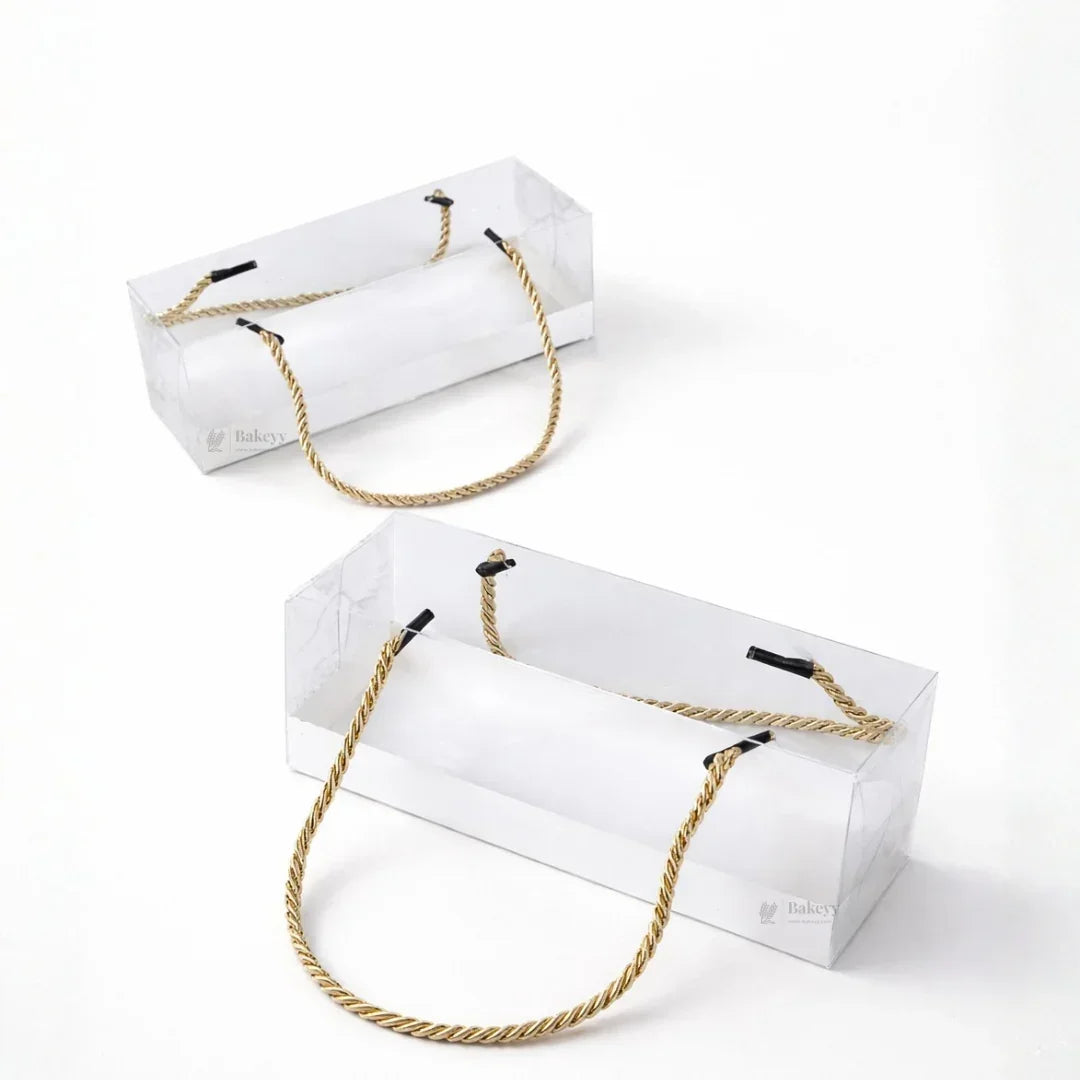 Transparent PVC Window Gift Box with Rope Handle | Premium Display Packaging for Hampers & Chocolates | 2 Size Options | Pack of 10 - Bakeyy.com - India - Transparent PVC Window Gift Box with Rope Handle | Premium Display Packaging for Hampers & Chocolates | 2 Size Options | Pack of 10 - Small 600.00
