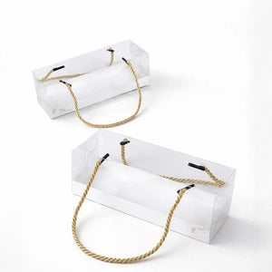 Transparent PVC Window Gift Box with Rope Handle | Premium Display Packaging for Hampers & Chocolates | 2 Size Options | Pack of 10 - Bakeyy.com - India - Transparent PVC Window Gift Box with Rope Handle | Premium Display Packaging for Hampers & Chocolates | 2 Size Options | Pack of 10 - Small 600.00