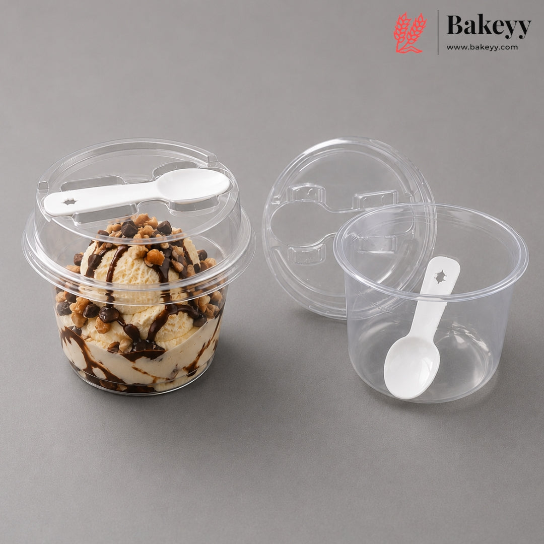 Transparent Plastic Serving & Storage Container with Spoon | Pack of 50