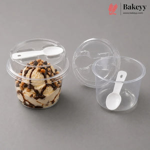 Transparent Plastic Serving & Storage Container with Spoon | Pack of 50
