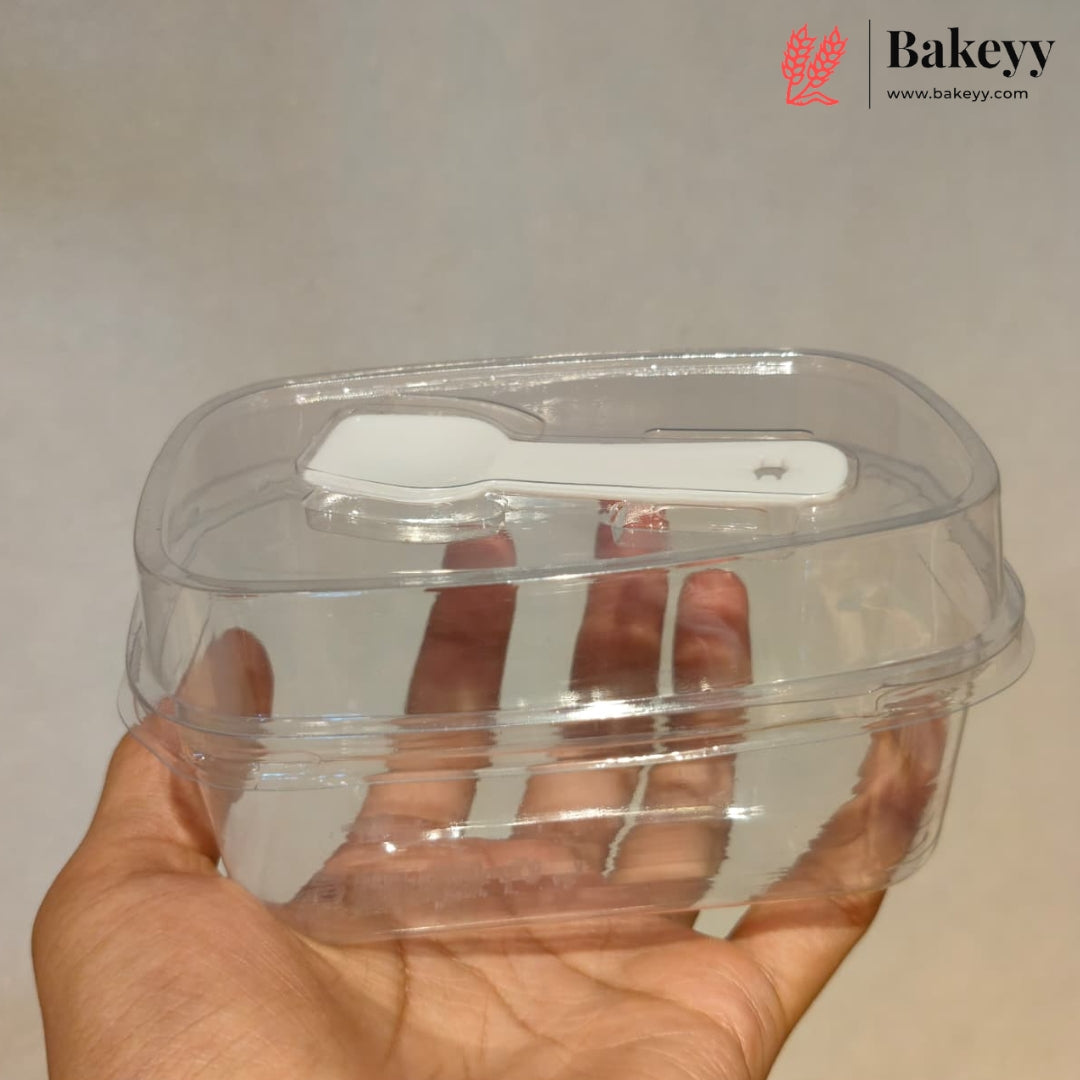 Transparent Plastic Serving & Storage Container with Spoon | Pack of 50