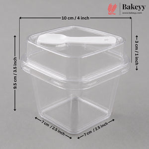 Transparent Plastic Serving & Storage Container with Spoon | Multiple Capacities | Pack of 50