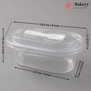 Transparent Plastic Serving & Storage Container with Spoon | Multiple Capacities | Pack of 50