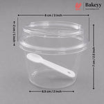Transparent Plastic Serving & Storage Container with Spoon | Multiple Capacities | Pack of 50