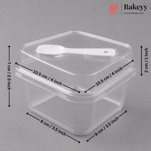 Transparent Plastic Serving & Storage Container with Spoon | Multiple Capacities | Pack of 50