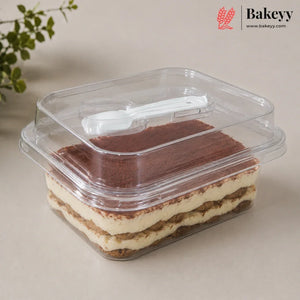 Transparent Plastic Serving & Storage Container with Spoon | Multiple Capacities | Pack of 50