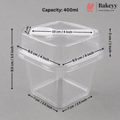 Transparent Plastic Serving & Storage Container with Spoon | Multiple Capacities | Pack of 50