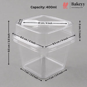 Transparent Plastic Serving & Storage Container with Spoon | Multiple Capacities | Pack of 50