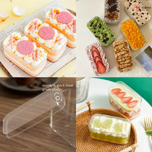 Acrylic Transparent Rectangular Box with Lid | Clear Storage & Dessert Box | 2 Sizes Available | Pack of 6