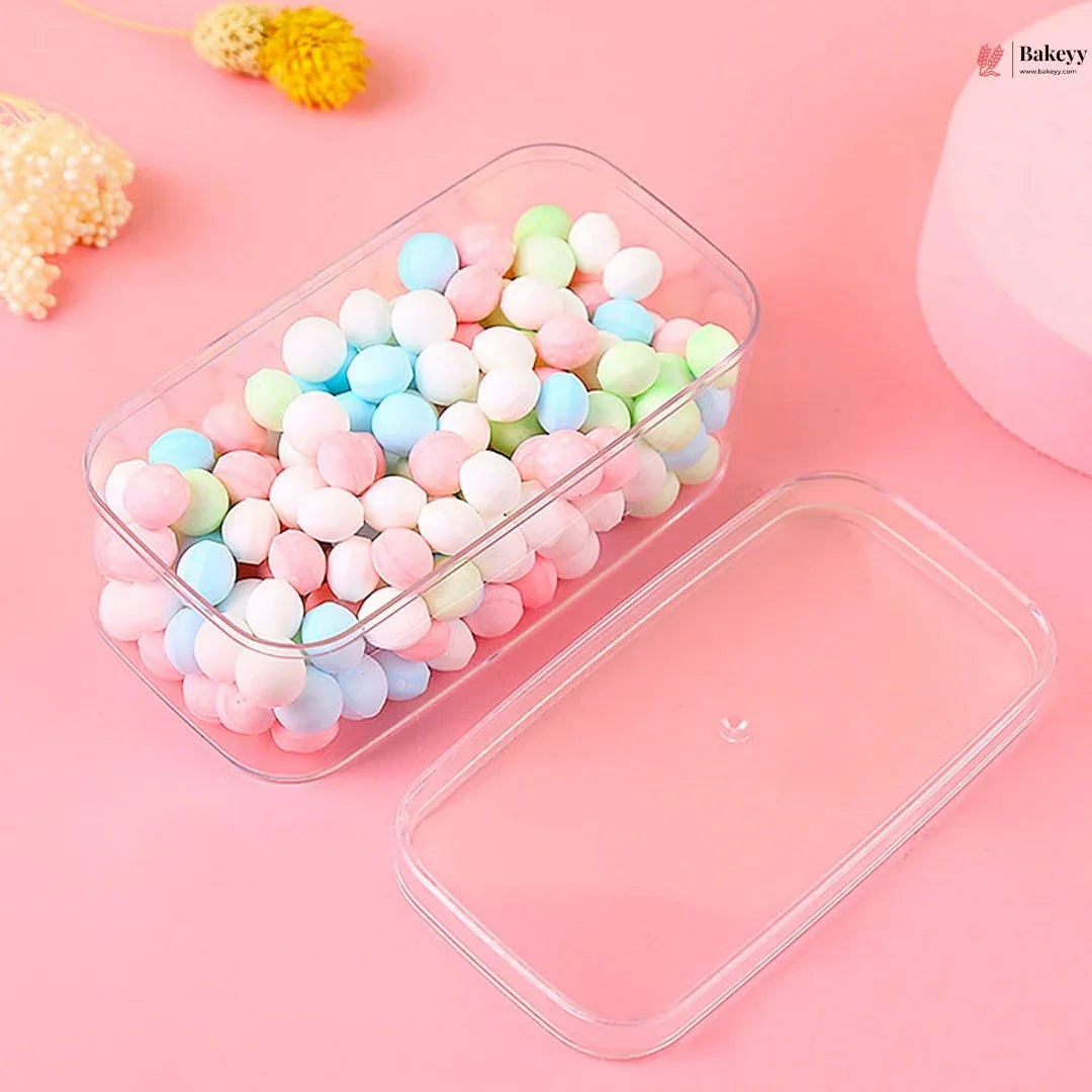 Acrylic Transparent Rectangular Box with Lid | Clear Storage & Dessert Box | 2 Sizes Available | Pack of 6