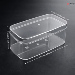 Acrylic Transparent Rectangular Box with Lid | Clear Storage & Dessert Box | 2 Sizes Available | Pack of 6