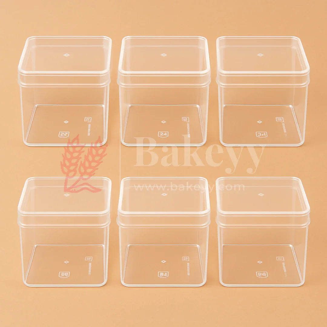 3x3x2.5 Inches | Transparent Square Acrylic Boxes with Lid for Desserts | Pack of 6