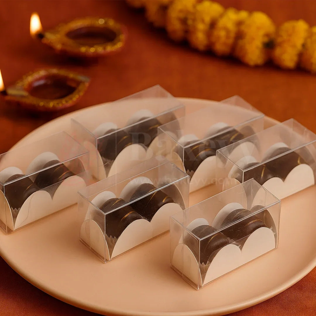 Two Cavity Transparent Chocolate Box | Pack of 100 - Bakeyy.com - India - Two Cavity Transparent Chocolate Box | Pack of 100 - Default Title
