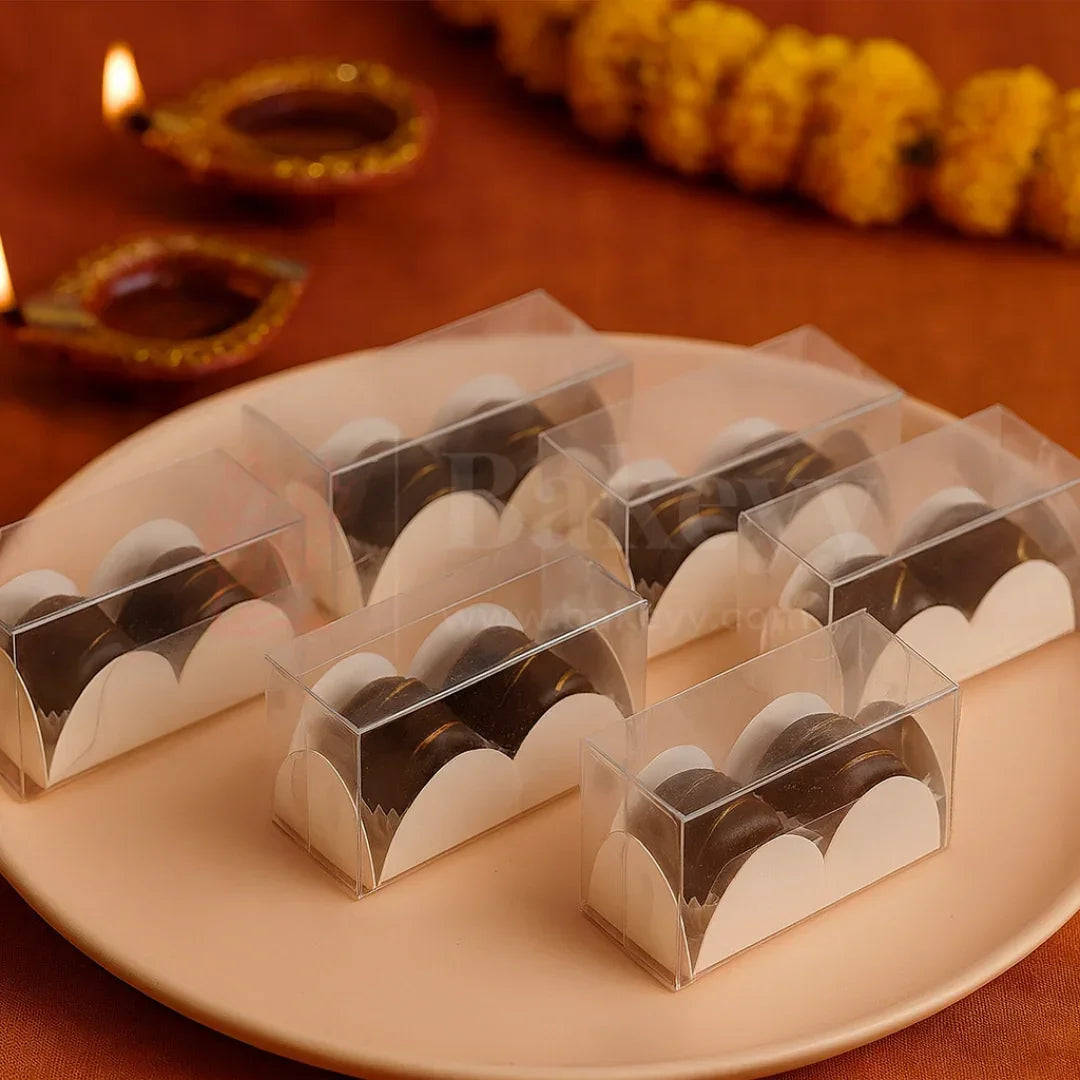 Two Cavity Transparent Chocolate Box | Pack of 100 - Bakeyy.com - India - Two Cavity Transparent Chocolate Box | Pack of 100 - Default Title