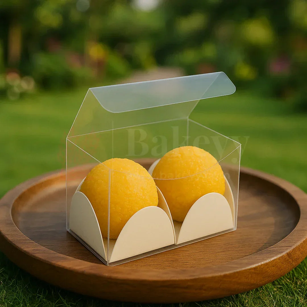 Two Cavity Transparent Chocolate Box | Pack of 100 - Bakeyy.com - India - Two Cavity Transparent Chocolate Box | Pack of 100 - Default Title