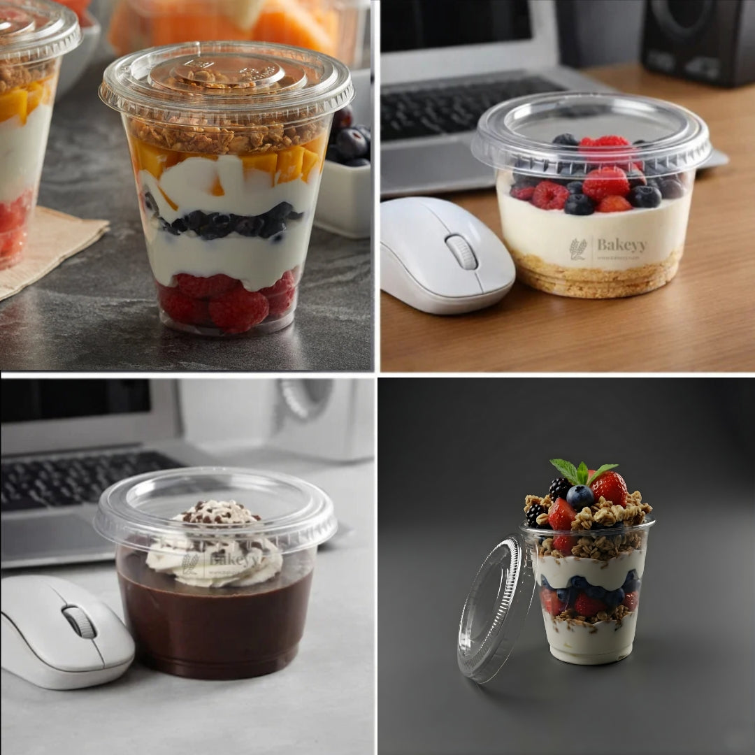60ml & 90ml - Transparent Dessert Cup with Lid | Clear Disposable Cup | Dessert Packaging | Pack of 100