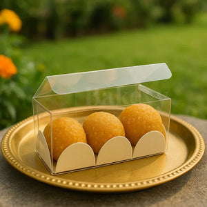 Three Cavity Transparent Chocolate Box | Pack of 100 - Bakeyy.com - India - Three Cavity Transparent Chocolate Box | Pack of 100 - Default Title