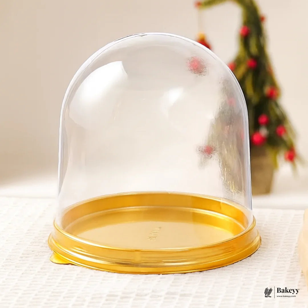 Gold Base Dome Cake Container | Pack of 50